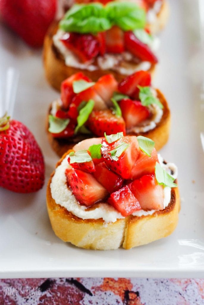 Easy Ricotta Crostini with Balsamic Strawberries - Home & Plate