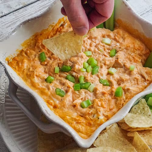 Easy Buffalo Chicken Dip (No Shredded Cheese) - Home & Plate